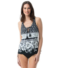 Beach House Women's Under The Boardwalk Courtney Lace Front Tankini Top
