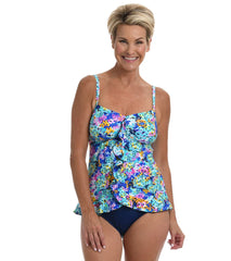 Maxine Women's Hydrangea Hills Ruffle Tankini Top