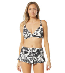 Beach House Women's Garden Twilight Pique Penny Skirted Ruffle Hem Bikini Bottom