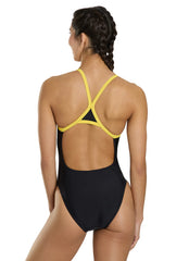 Speedo Women's Solid Endurasoft Turnback One Piece Swimsuit