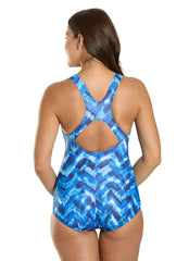 Dolfin Women's Aquashape Print Conservative Chlorine Resistant One Piece Swimsuit