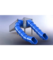 Spectrum Double Flume Slides on Right & Center Rear Stair Pool Slide