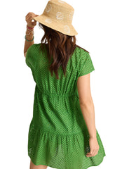 Tommy Bahama Women's Eyelet Cove V Neck Short Dress