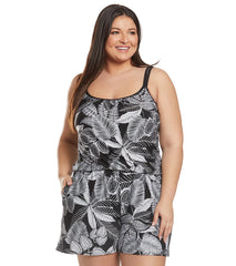 Maxine Plus Size Linework Swim Romper