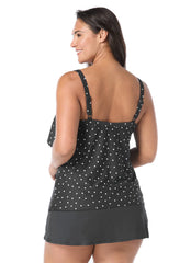 Beach House Women's Plus Size Sailor Dot Jane Ruffle Tankini Top