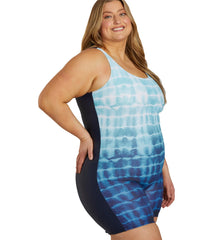 Sporti Plus Size Unitard Shibori Ombre One Piece Swimsuit