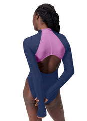 Speedo Women's Hydraline Long Sleeve Zip Colorblock One Piece Swimsuit