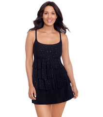 Longitude Women's Twinkle Twinkle Ruffle Long Torso Swim Dress
