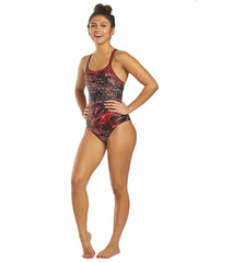 Dolfin XtraSleek Eco Women's Gravity Team Print DBX Back One Piece Swimsuit