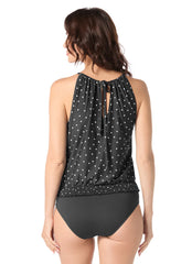 Beach House Women's Sailor Dot Jamie High Neck Keyhole Tankini Top
