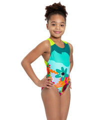 Sporti x She Is This Limited Edition Mountain Flower Wide Strap Cross Back One Piece Swimsuit Youth (22-28)