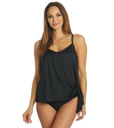 Dolfin Women's Aquashape Solid Blouson Tie Front Tankini Top