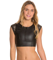 Hurley City Sleek Zip Up Crop Bikini Top