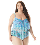 Beach House Women's Plus Size Bay Dreaming Portia Mesh Layer Tankini Top