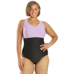 Sporti Plus Size Moderate Colorblock Sweetheart One Piece Swimsuit