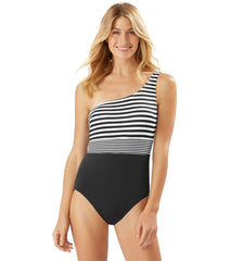 Tommy Bahama Women's Breaker Bay Stripe One Shoulder One Piece Swimsuit