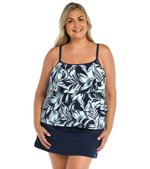 Maxine Women's Plus Size Coastal Palm Tiered Tankini Top
