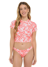 Body Glove Women's Blooms Rebel UPF 50 Short Sleeve Crop Rash Guard