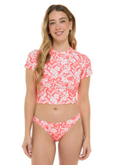Body Glove Women's Blooms Rebel UPF 50 Short Sleeve Crop Rash Guard