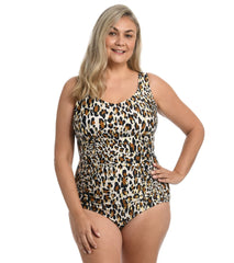 Maxine Women's Plus Size Jungle Cat Girl Leg Mio One Piece Swimsuit