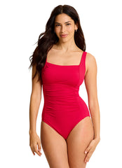 Tommy Bahama Women's Pearl Solid Square Neck One Piece Swimsuit
