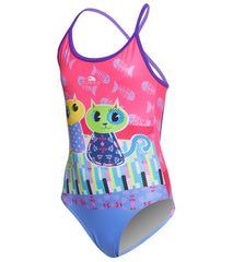 Turbo Girls' Happy Cats One Piece Swimsuit