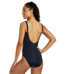 Sunmarin Women's Scoop Neck Floral Mastectomy One Piece Swimsuit