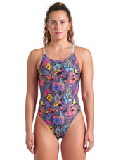 Arena Women's Vivid Repeat Lace Plus Back One Piece Swimsuit