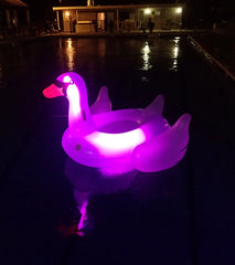 Swimline Giant LED Light-Up Swan Ride-On Lounger