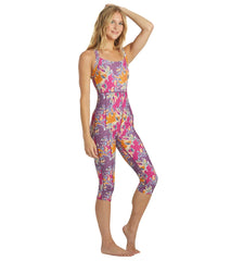 Sporti Active Floral Patchwork One Piece Cropped Swim Unitard
