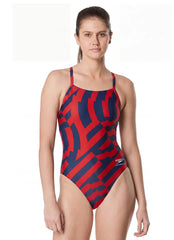 Speedo Women's Vortex Maze Crossback One Piece Swimsuit