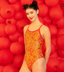 Sporti Lunar Dragon Foil Thin Strap One Piece Swimsuit