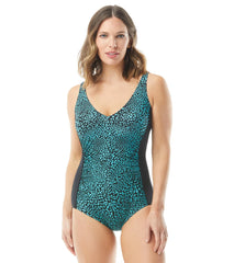 Gabar Women's Chlorine Resistant Aqua Animal V Neck Girl Leg One Piece Swimsuit