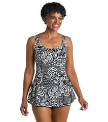 Maxine Women's Tahitian Tribe Floral Princess Seam Swim Dress