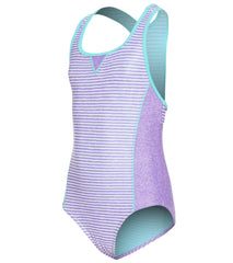 Speedo Girls' Print Blocked One Piece Swimsuit (Big Kid)