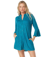 Beach House Women's Crochet Soleil Vanessa 3/4 Bell Ruffle Sleeve Cover Up Jacket