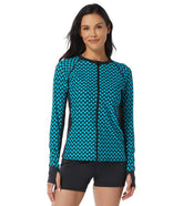 Beach House Women's Delray Botanical Ava Long Sleeve Zip Front Rash Guard