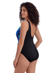 Longitude Women's Long Torso Gilded Panthera Pull Up Sash Tank One Piece Swimsuit