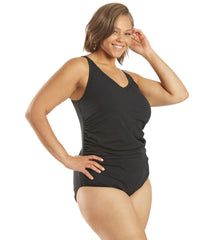 Speedo Women's Plus Side Shirred Contourback One Piece Swimsuit