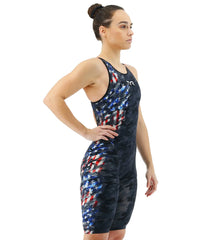 TYR Women's Venzo Camo USA Open Back Tech Suit Swimsuit