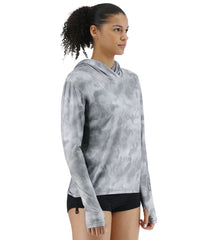 TYR Women's Turbulent SunDefense Hooded Long Sleeve UPF 50+ Swim Shirt