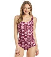 Speedo Women's Sweetheart Neck Print Chlorine Resistant One Piece Swimsuit