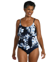 Maxine Women's Moonlight Tropics Double Tiered Tankini Top