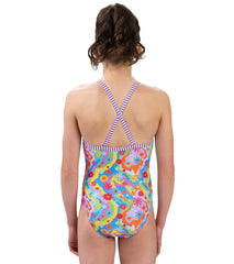 Dolfin Girls' Buttercup Printed One Piece Swimsuit (Big Kid)