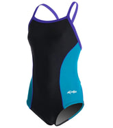 Dolfin Girls' Team Color Block V-2 Back One Piece Swimsuit