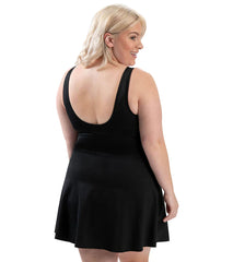 Dolfin Women's Aquashape Solid V-Neck Wrap Swim Dress Black/White