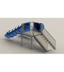 Spectrum Double Flume Slides on Right & Center Rear Stair Pool Slide