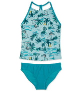 Speedo Girls' Printed High Neck Two Piece Tankini Set (Big Kid)