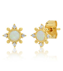 TAI Jewelry Opal Circle CZ Cluster Studs