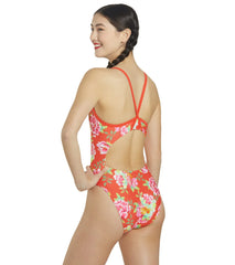 Sporti Chinoiserie Floral Thin Strap One Piece Swimsuit